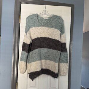 Womens Davi & Dani Size S Blue White & Gray Super Soft Long Sleeve Sweater